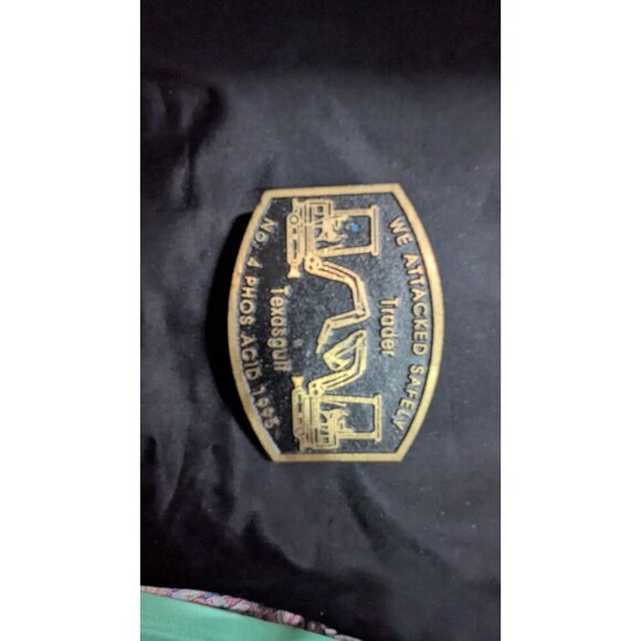 Vintage Dynabuckle Solid Brass Belt Buckle We Attacked Safely Texasgulf No. 4 Ph - Picture 7 of 7